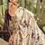 cream floral printed satin saree