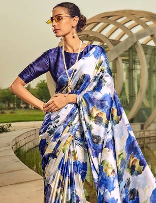 off_white abstract printed satin saree 2