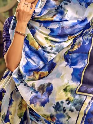 off_white abstract printed satin saree 4