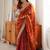 rust embellished embroidered satin designer saree