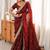 maroon women embellished embroidered satin designer saree