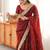 maroon women embellished embroidered satin designer saree