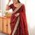maroon women embellished embroidered satin designer saree