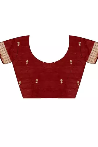 maroon women embellished embroidered satin designer saree