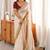 off_white embellished embroidered satin designer saree