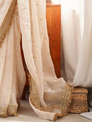off_white embellished embroidered satin designer saree 5