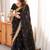 black embellished embroidered satin designer saree