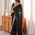 black embellished embroidered satin designer saree