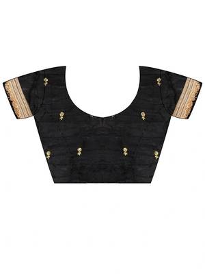 black embellished embroidered satin designer saree 4