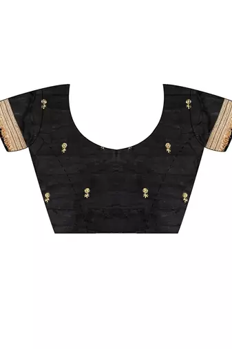 black embellished embroidered satin designer saree