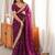purple embellished zari satin designer saree
