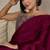 burgundy ajrak satin ready to wear block printed saree