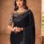 black embellished sequinned pure chiffon saree heavy work with matching blouse