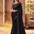 black embellished sequinned pure chiffon saree heavy work with matching blouse