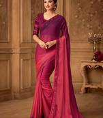 magenta ombre beads and stones pure chiffon celebrity saree