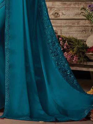 teal sequinned saree 4