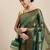 green green & gold-toned ethnic motifs zari organza saree