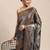 grey grey floral zari organza kanjeevaram saree