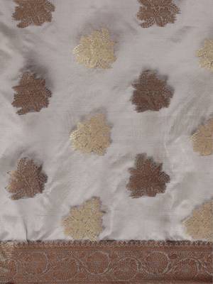 grey grey floral zari organza kanjeevaram saree 4
