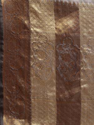 grey grey floral zari organza kanjeevaram saree 5