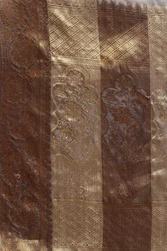 grey grey floral zari organza kanjeevaram saree