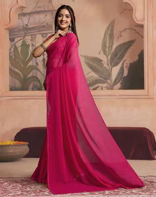 magenta ready to wear poly georgette designer saree 2