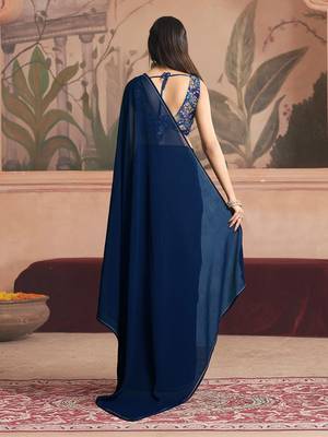 navy_blue ready to wear poly georgette designer saree 3