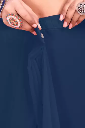 navy_blue ready to wear poly georgette designer saree