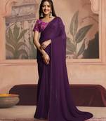 purple ready to wear poly georgette designer saree