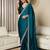 blue satin ready to wear saree with blouse piece