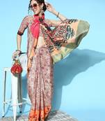 beige beige printed saree