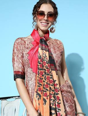 beige beige printed saree 3