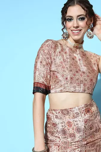 beige beige printed saree