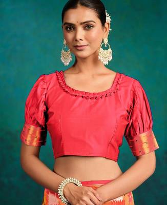 pink woven design zari paithani saree 5