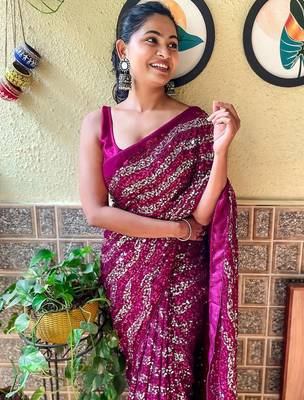 purple embellished sequinned poly georgette saree 2