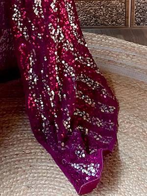 purple embellished sequinned poly georgette saree 5