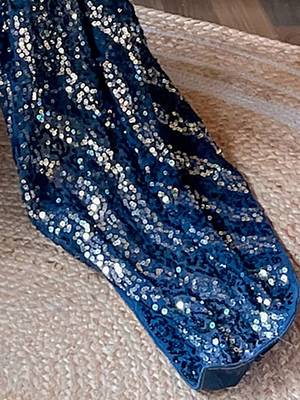 teal sequinned pure georgette saree 5