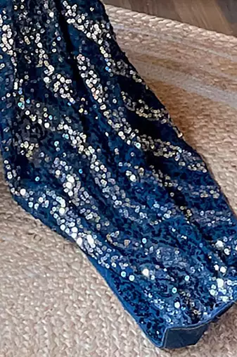 teal sequinned pure georgette saree