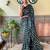 green sequinned poly georgette saree