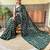 green sequinned poly georgette saree