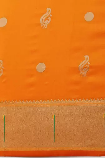 orange woven design silk blend paithani saree