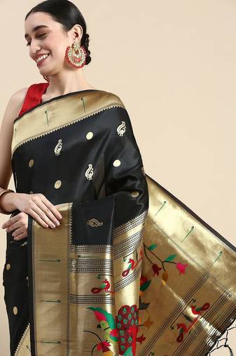 Maroon embellished saree with border