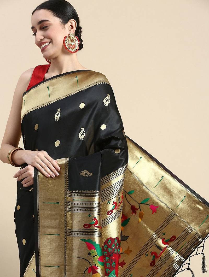 Maroon embellished saree with border
