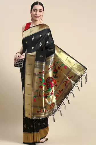 Maroon embellished saree with border