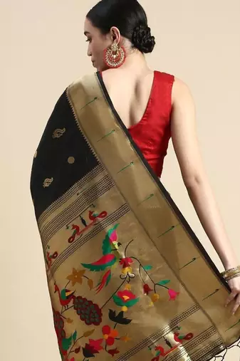 Maroon embellished saree with border