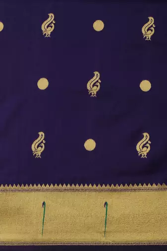 blue woven design silk blend paithani saree