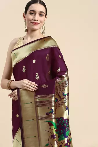 red woven design zari silk blend pochampally saree
