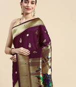 red woven design zari silk blend pochampally saree