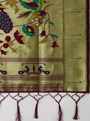 red woven design zari silk blend pochampally saree 5