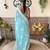 blue floral embroidered saree